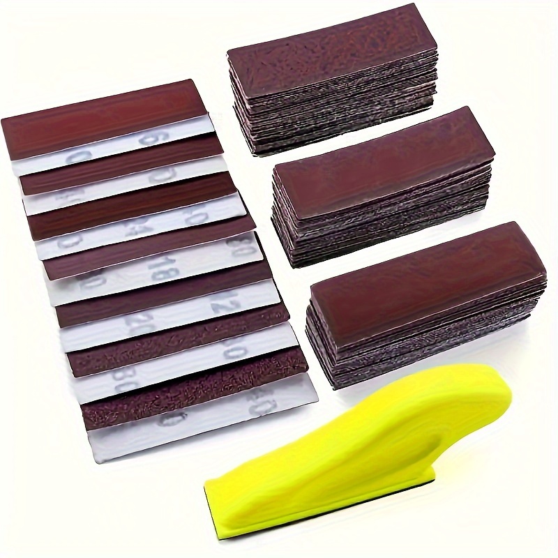 15/36/71 set of hand sanding tools, 3.5 inch x 1 inch mini detail fingertip sandpaper block, small sanding tool for small spaces
