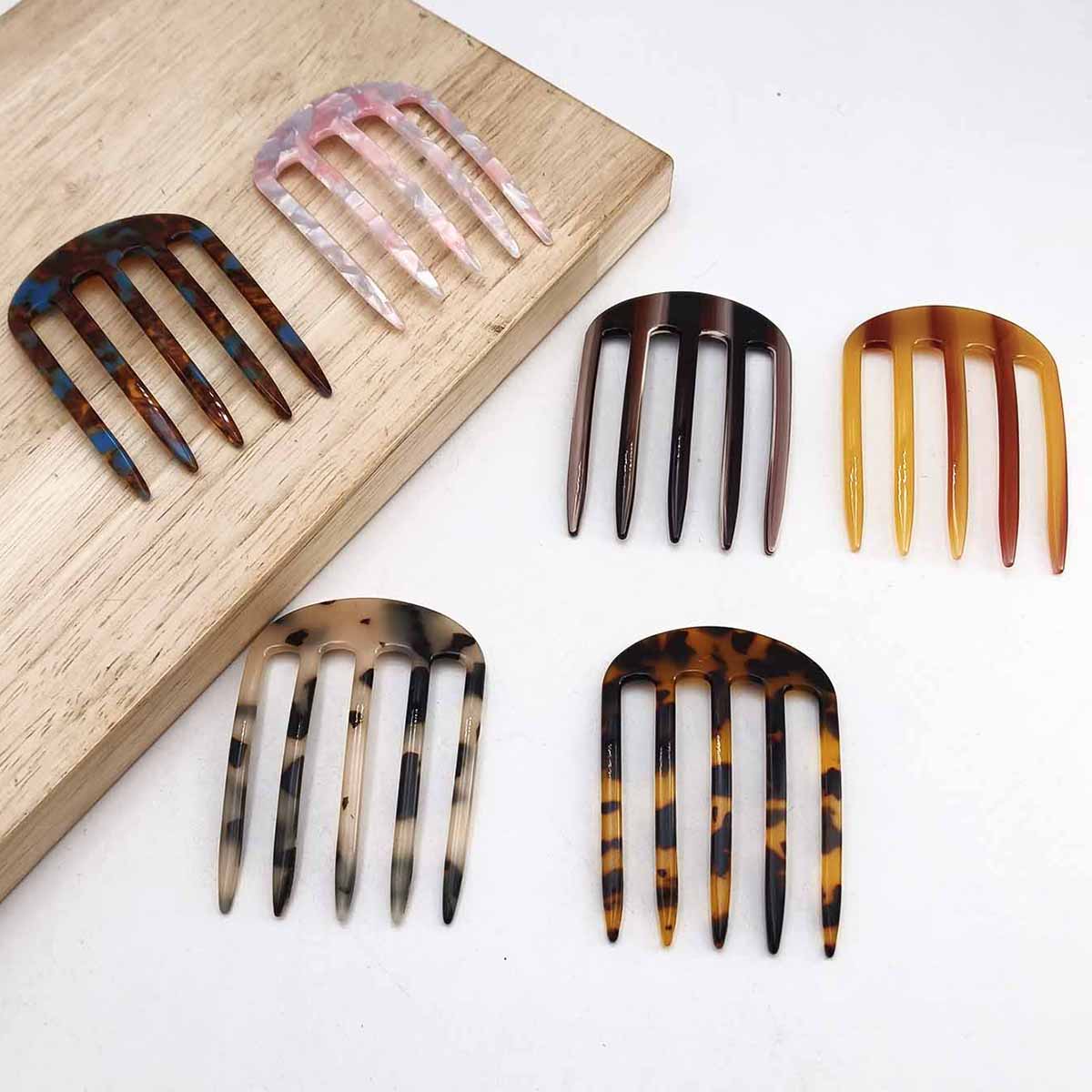 1/3 PCS Acetic Acid Hair Forks Five Teeth Hair Sticks U-Shape Hair Comb Bun Hairpin Women Girls Hairstyle Hair Accessories
