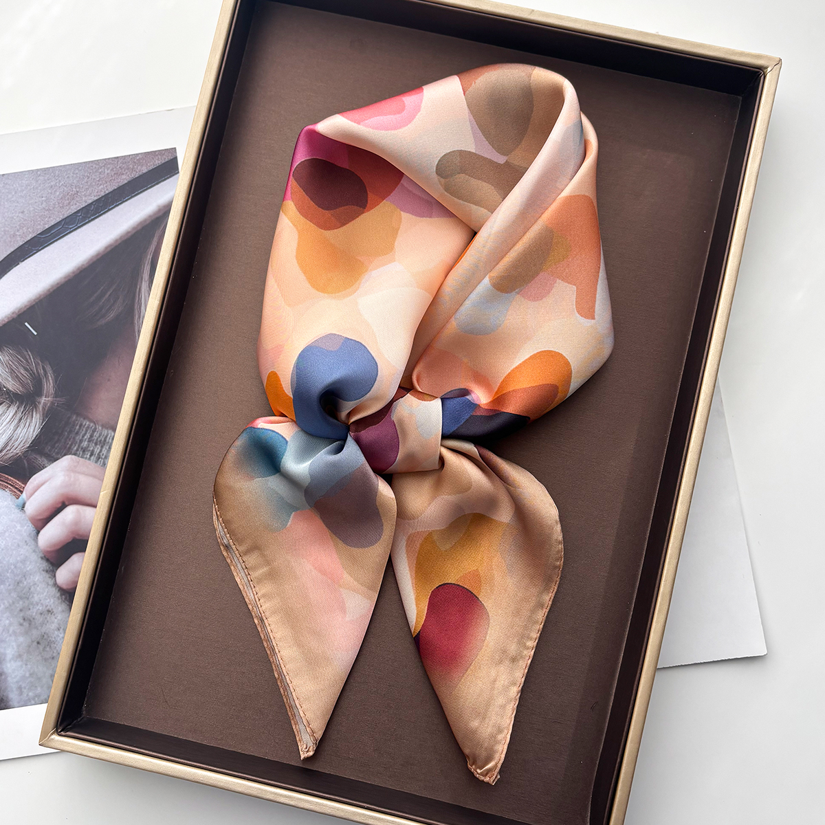 Design Print Scarf Silk Imitation Scarf for Women Square Hairbands Foulard Female Bandana Neck Kerchief Headbands 2026 New