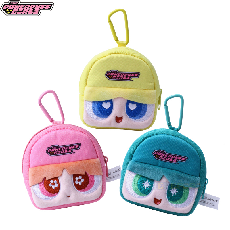 Powerpuff Girls 10cm Plush Coin Purse Kawaii Cartoon Hanging Bag for Girls Earphone Storage Bag Genuine Soft Toy Organiser