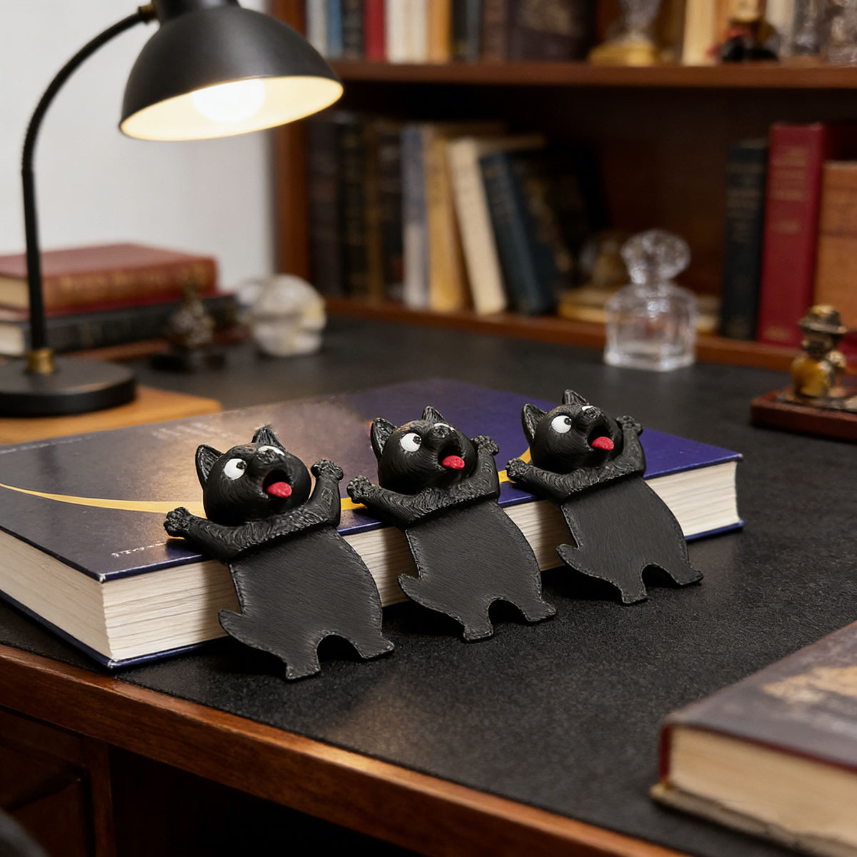 Funny Little Black Dog Bookmark with Raised Paw, Creative Cartoon Animal Page Divider, Student Reading Marker