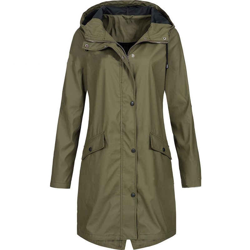 Spring Autumn Women's Solid Color Long Sleeved Hooded Outdoor Jacket Windproof Waterproof Suit Casual Ladies Sport Coat