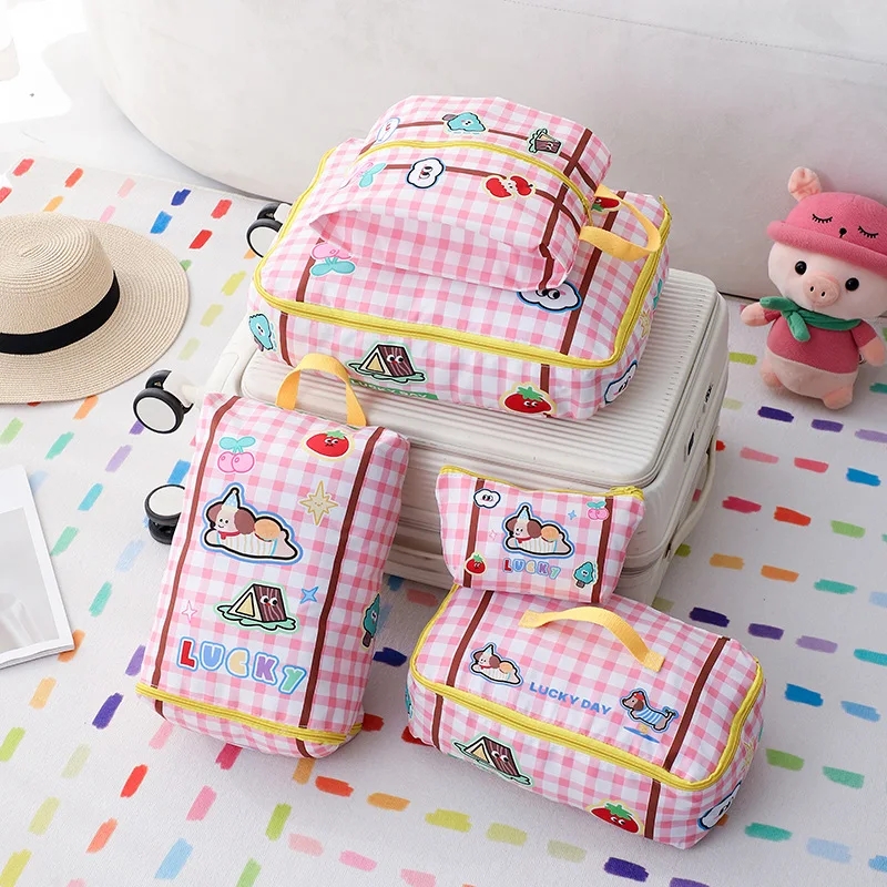 Large Capacity Travel Storage Bag Cute Waterproof Cartoon Portable Clothes Underwear Shoes Luggage Storage Bag With Zipper
