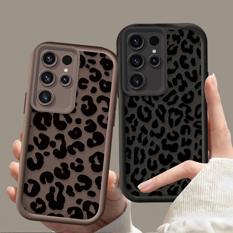 Trendy Black Leopard Print Phone Case for S24 S25 S23 Ultra S22 S21 Plus FE A36 A56 A26 A16 A06 A25 A35 A55 5G