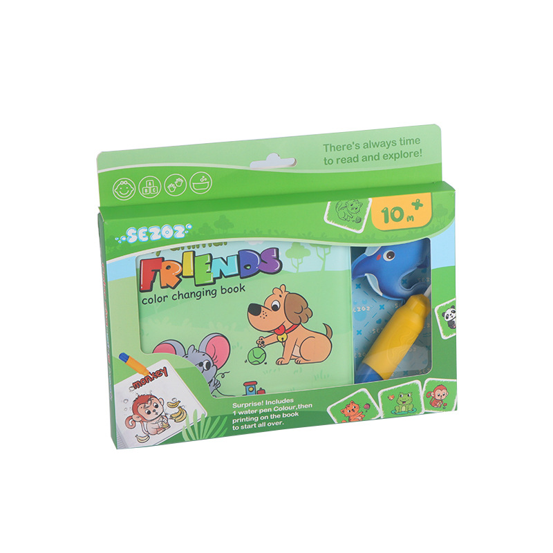 Sezoz PEVA Material Changes Color Exposed To Water Educational Early Education Water Painting Bathing Book For Kid