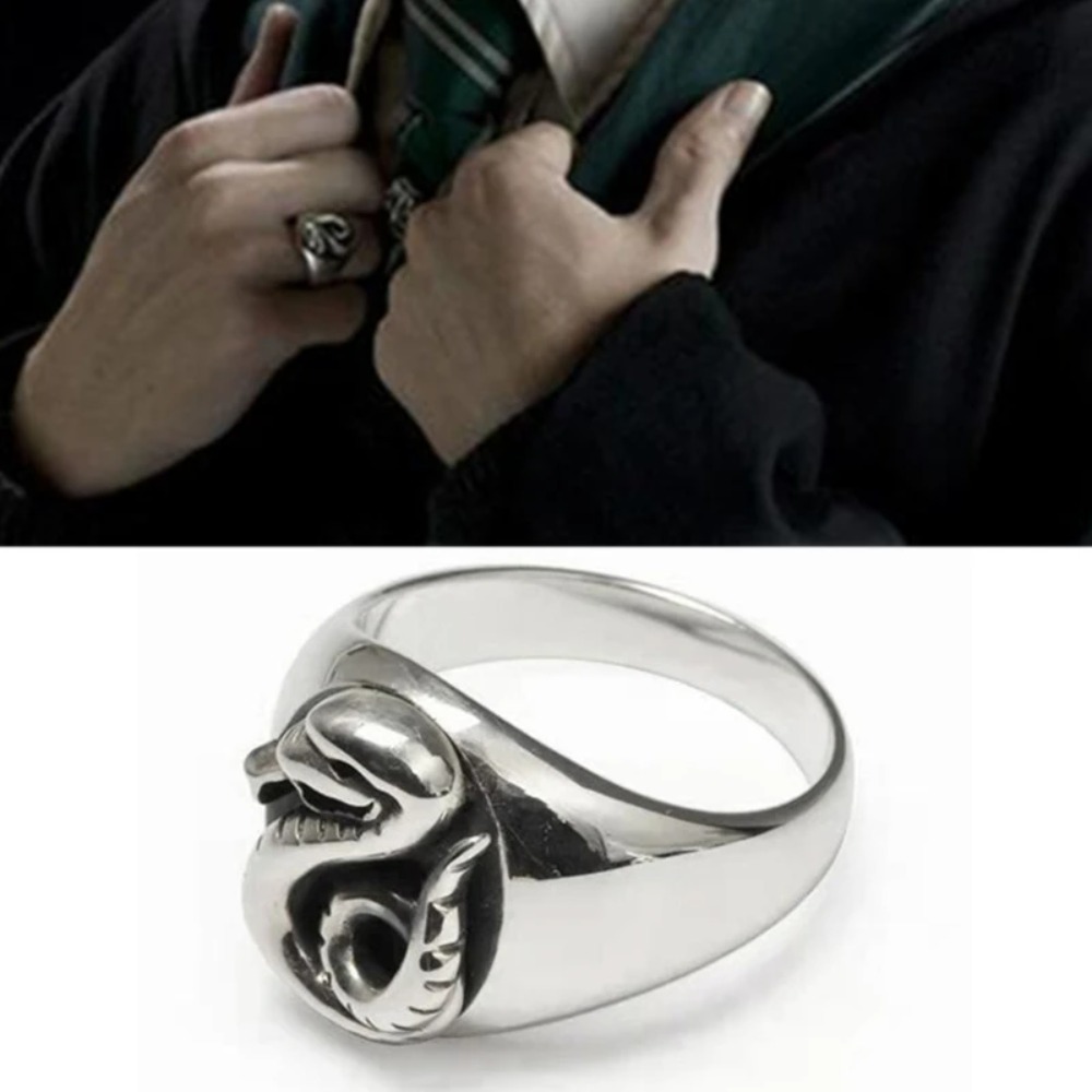 New Simple Wizard Wizarding School Family Badge Snake Slytherin Role Playing Rings Unisex Jewelry Rings Props Accessories