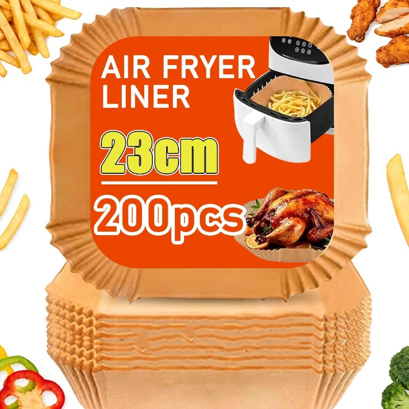 23cm Baking Paper Hot Air Fryer Liners Disposable Non-stick Oil-proof Baking Paper Liner for Oven Microwave Roasting Accessor