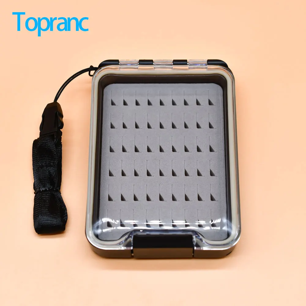 Topranc 54-Cell Portable Fly Fishing Bait Box - Durable Easy Access Bait Mini ABS Plastic Accessories Box - Flies Hook Boxed