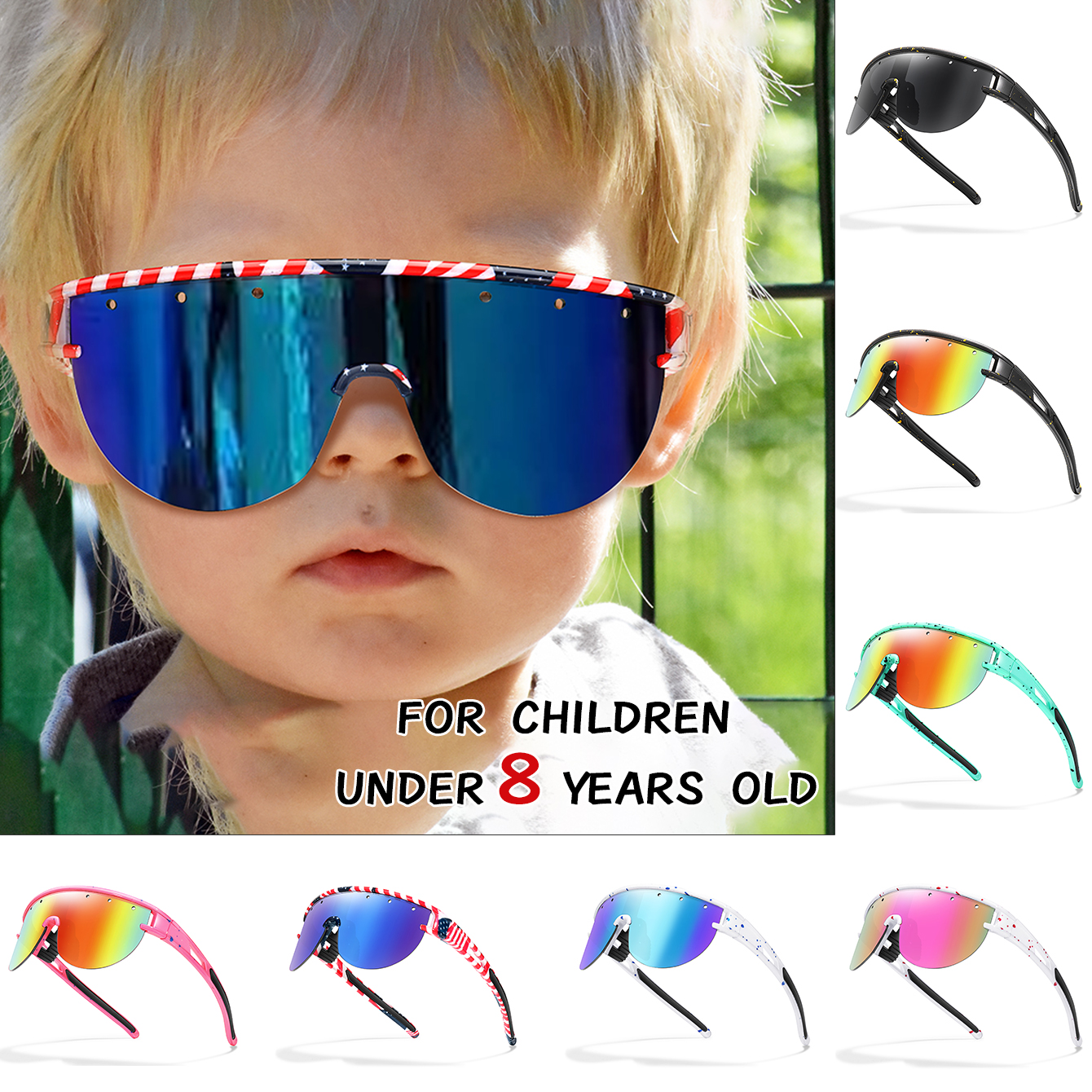 Youth Sunglasses 3-8 Years UV400 Windproof Cycling Goggles Boys Girls Outdoor Eyewear for Bicycle Road Camping Baseball Football