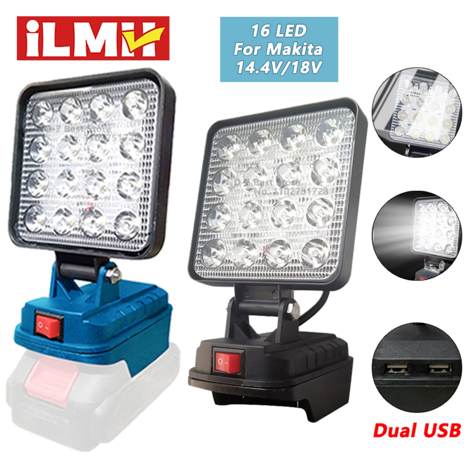 Led Light Portable Spotlight Cordless Outdoor Work Fishing Handheld Emergency ToolLight For Makita/Dewalt/Milwaukee 18V Battery