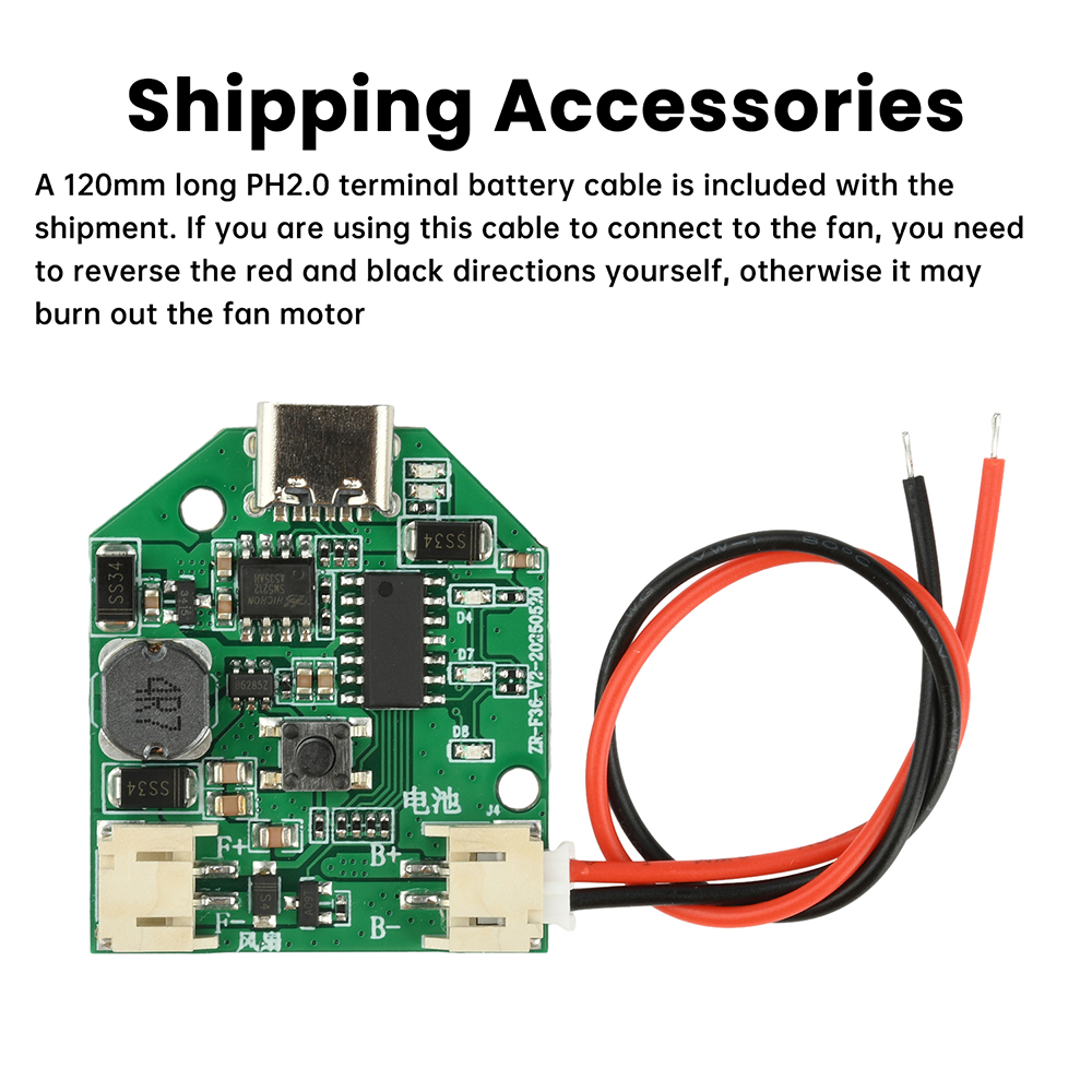 Universal 3/4 Speed Small Fan Control Board Micro Rechargeable Circuit Board Charging Module USB Type-C