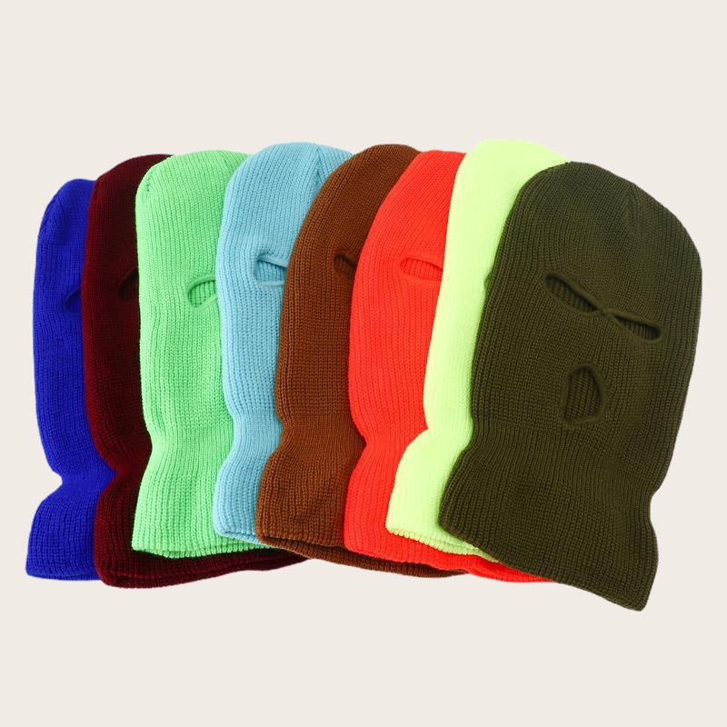2023 New Black White 3 Hole Full Face Ski Mask Balaclava for Men Women Army Tactical CS Windproof Knit Beanies Winter Warm Caps