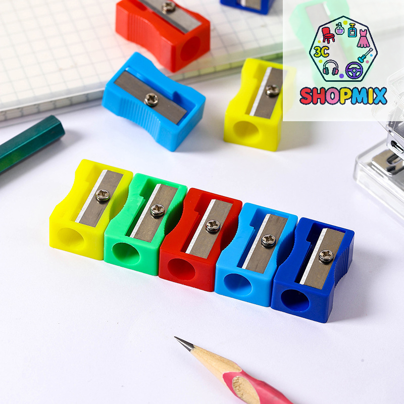 20Pcs Portable Simple Mini Colored Single Hole Rectangular Plastic Pencil Sharpener Student Children Stationery School Supplie