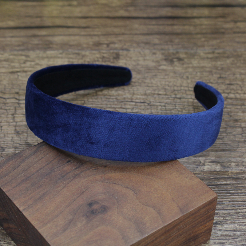 30mm Width Solid Color Navy Black Hairbands Plain Velvet Headbands For Women Girls DIY Hair Accessories
