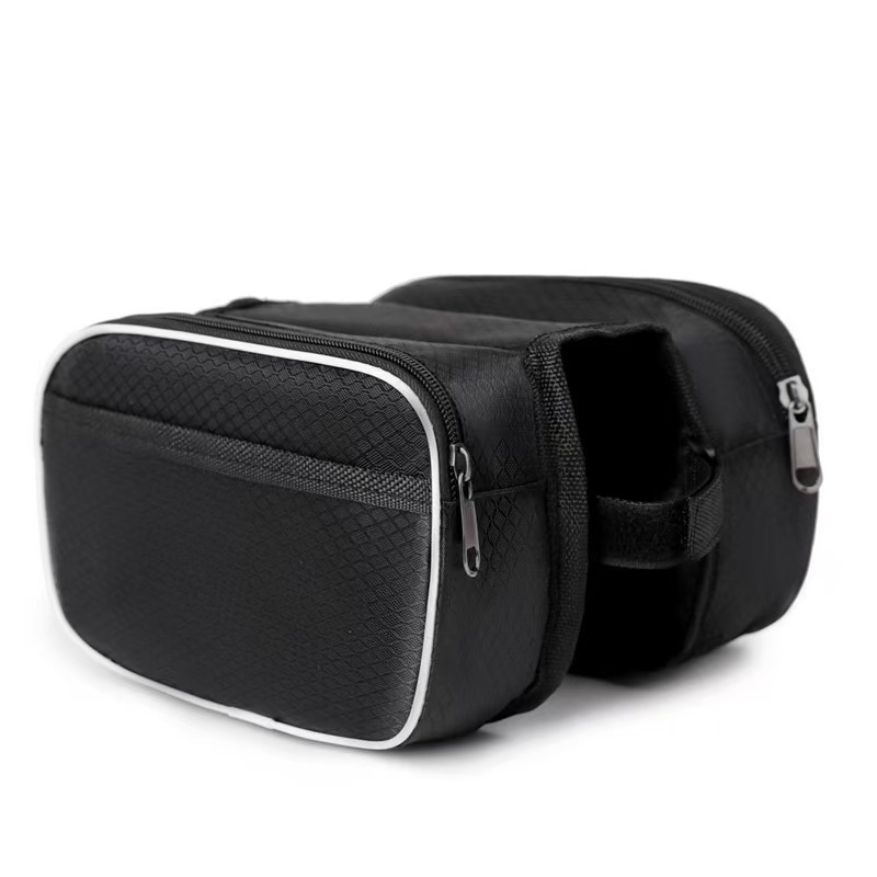 Bicycle Front Beam Bag High Capacity Waterproof with Reflective Strip Bike Frame Bag Road Cycling Upper Pipe Storage Saddle Bag