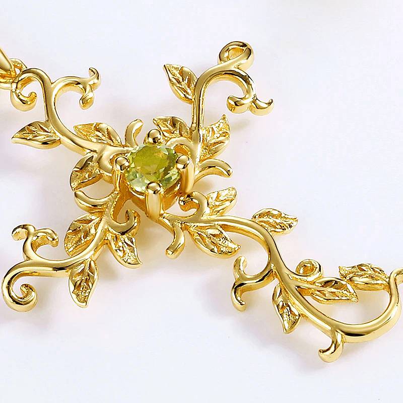 Huitan Aesthetic Leaf Design Lady Pendant Necklace Fresh Style Gold Color Luxury Party Accessories Jewelry with Shiny Green CZ
