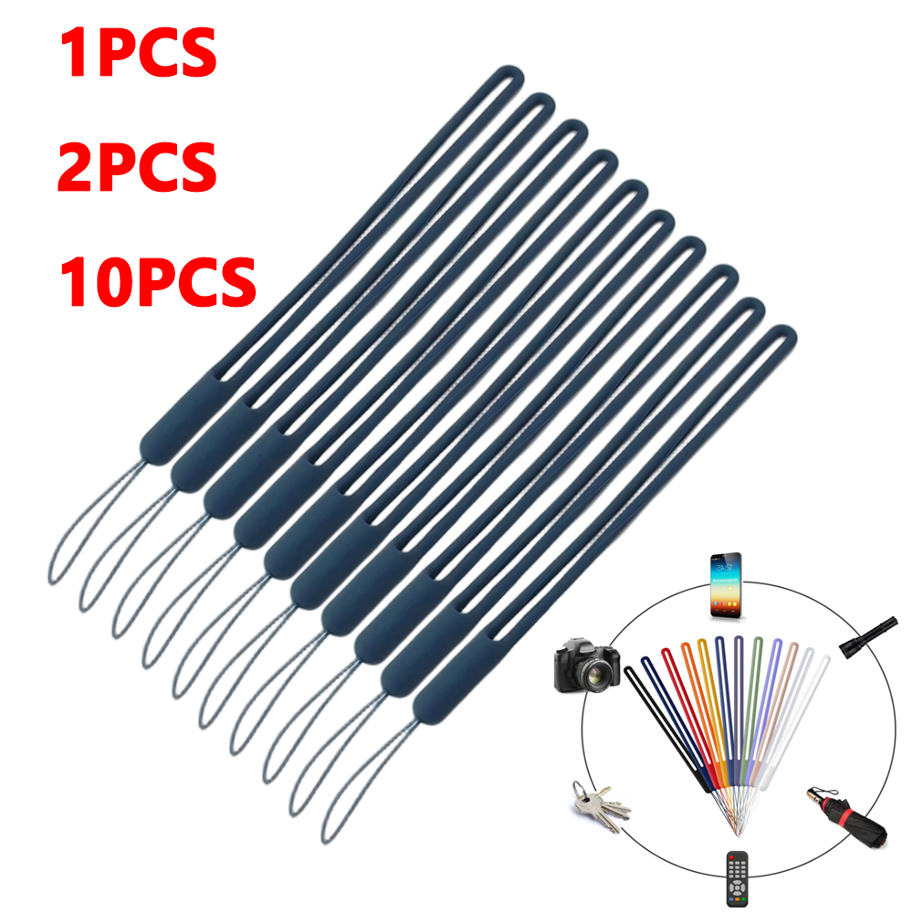 1-10pcs Phone Lanyard Silicone Wrist Straps 8 Colors Short Wristband Wrist Strap Anti Loss for Mobile Phone Camera Cards Keys