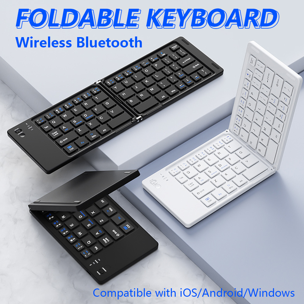 Foldable Mini Bluetooth Keyboard. Portable Ultra-Thin Multi-Device Wireless Keyboard. 66-Key Rechargeable Keyboard