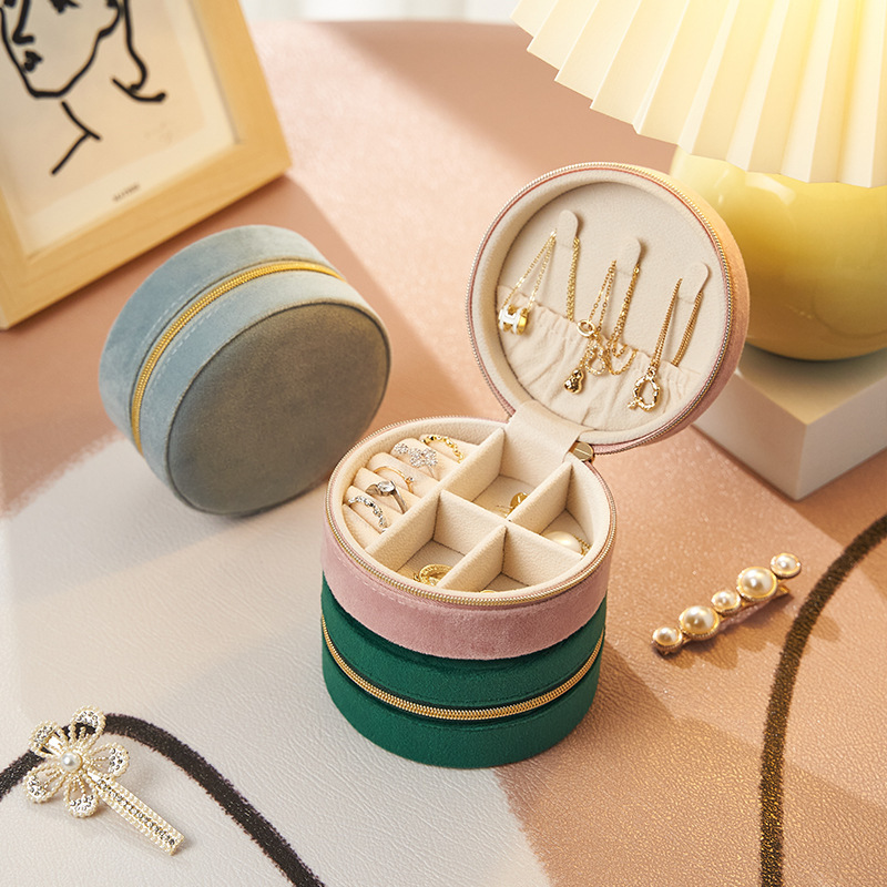 Ins Round Mini Ring Box Travel Portable Small Ring Jewelry Box Jewelry Packaging and Storage Box Jewelry Organizer