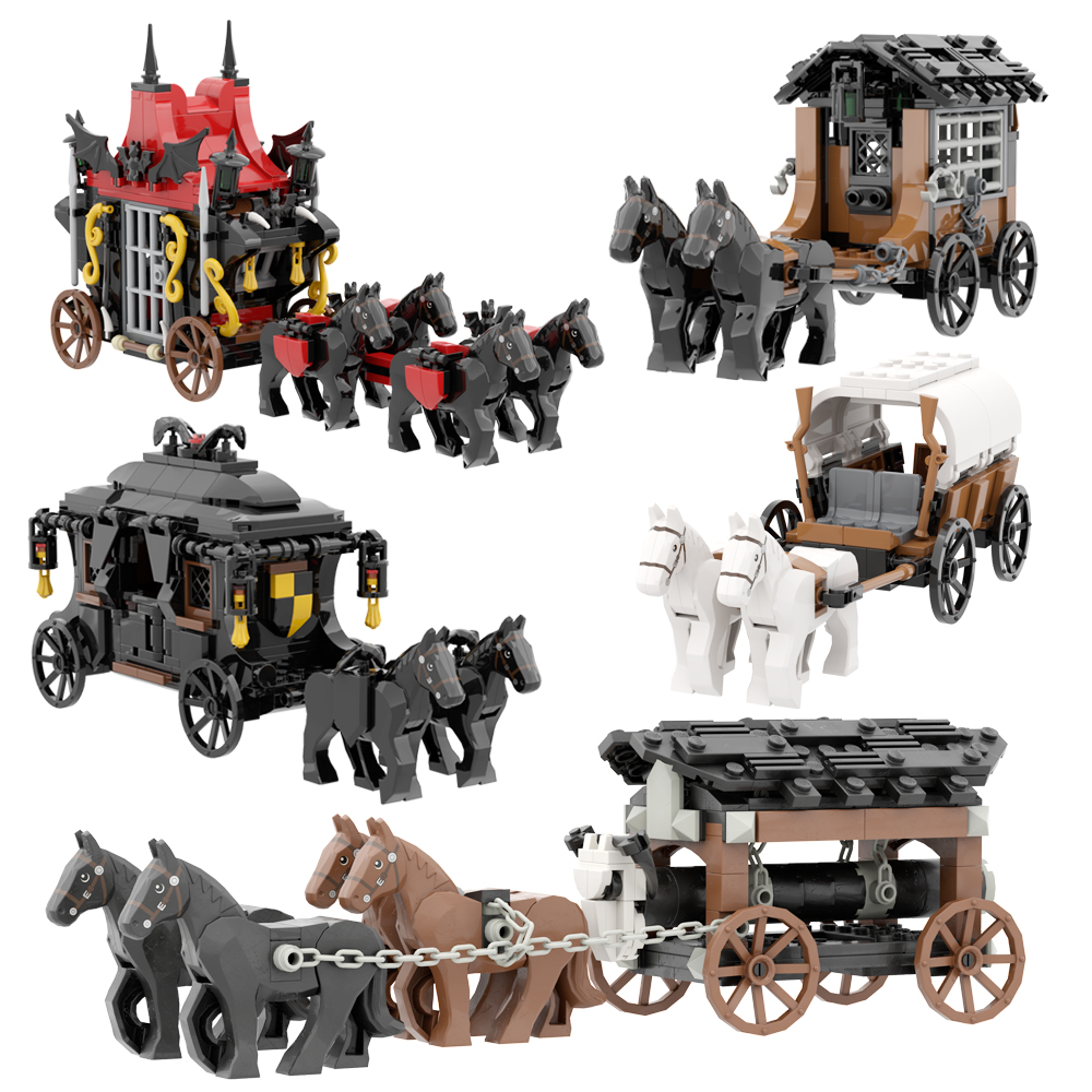 MOC Building Blocks Assembly Toy Set Medieval Carriage Series Carriage Town Model DIY Building Blocks Toy Festival