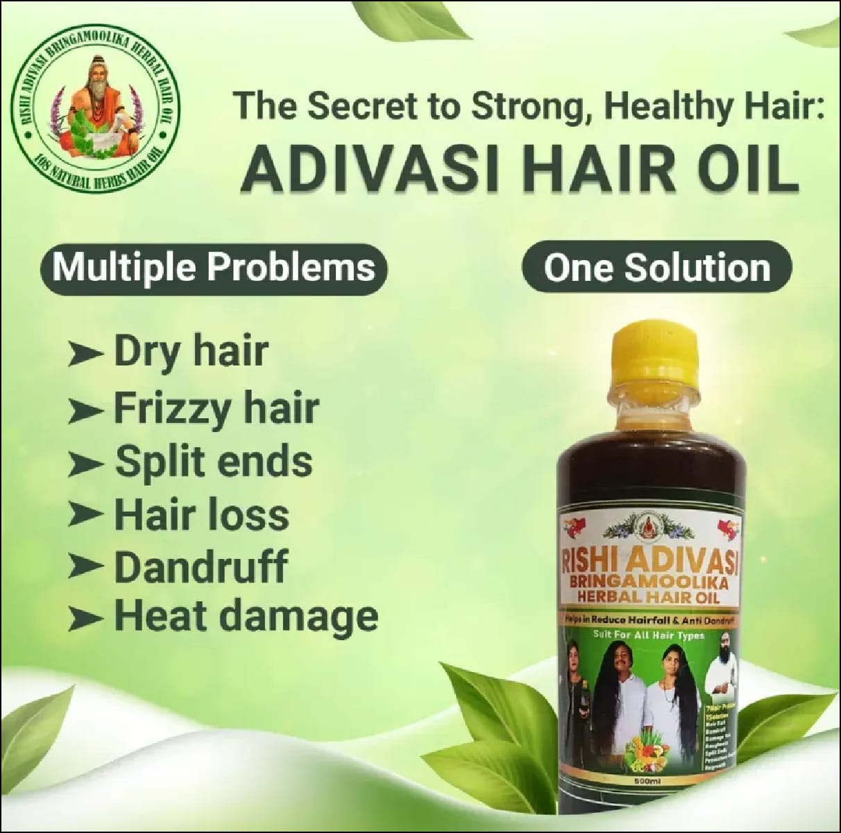 Prime Picks Premium Adivasi Herbal Hair Oil 200ml | Natural Hair Growth Oil for Hair Loss Solution | Dry & Frizzy Hair Oil | Dandruff Control Oil | Split Ends Repair Oil | Heat Damage Protection | Herbal Hair Care Oil