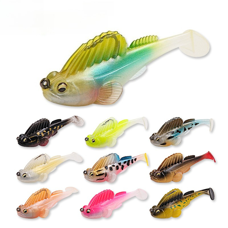 1 pcs Lure Mini T-tail Lead-filled Fish 6cm 8g Snag-resistant Jumping Fish Bass Silicone Soft Lure All-Water-Depth Swimming Lure