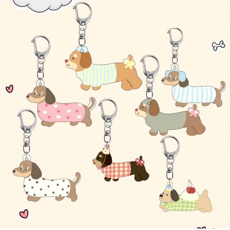 1 cute cartoon dachshund key chain bag pendant, suitable for wearing daily and New Year s pen gpt