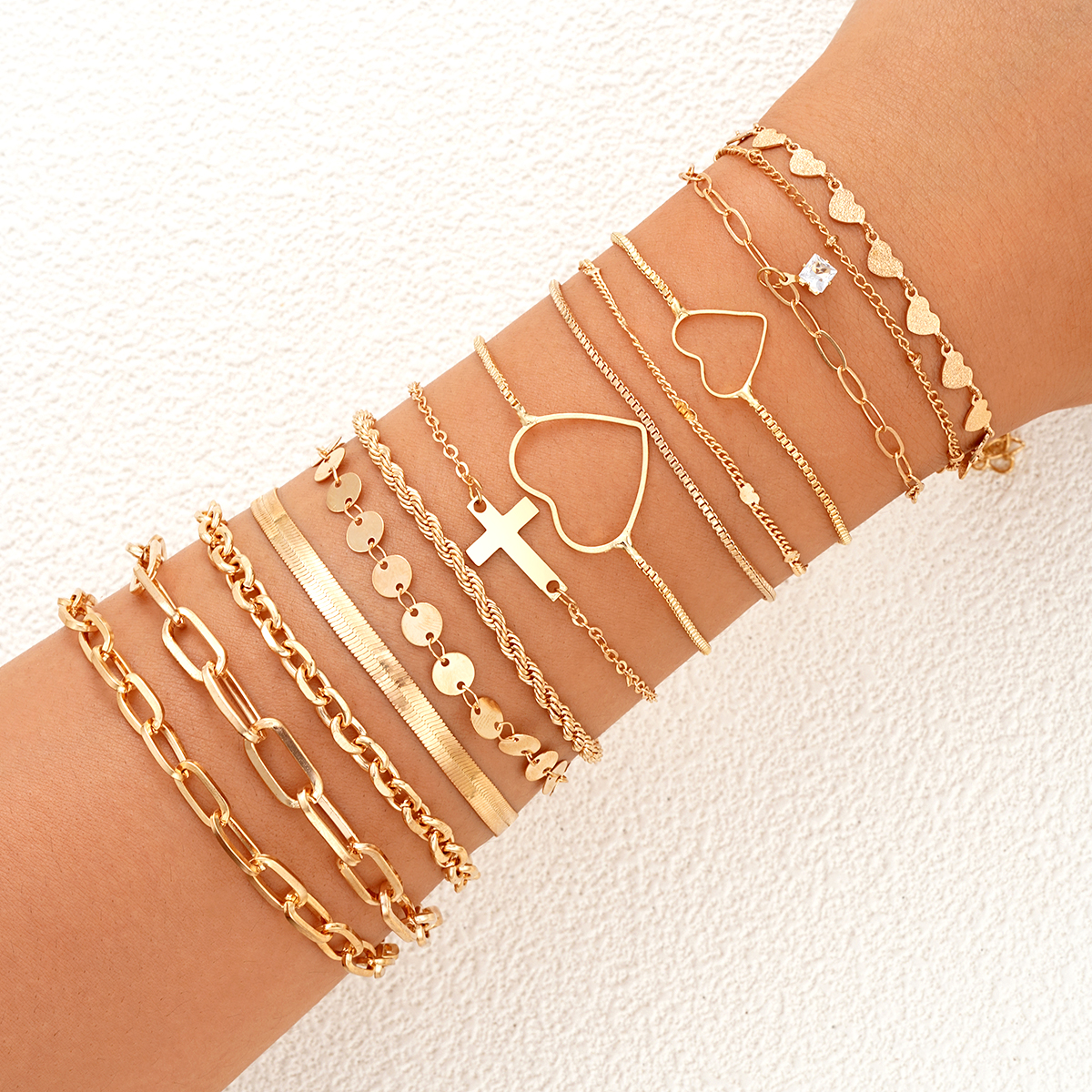 14Pcs Gold Color Bracelet Sets Boho Retro Thick Twist Cuban Chain Bracelet for Women 2024 New Trendy High Quality Jewelry Gifts