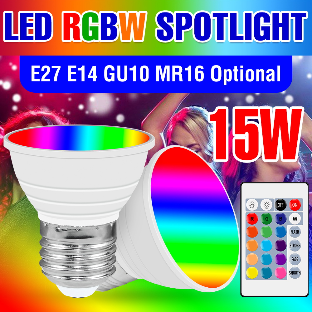 15W RGBW LED Light Bulb E27/E26 Smart Dimmable Spotlight E14 Colourful Mood Lamp GU10 Ceiling Lamp MR16 Party KTV Decor Lighting lightify