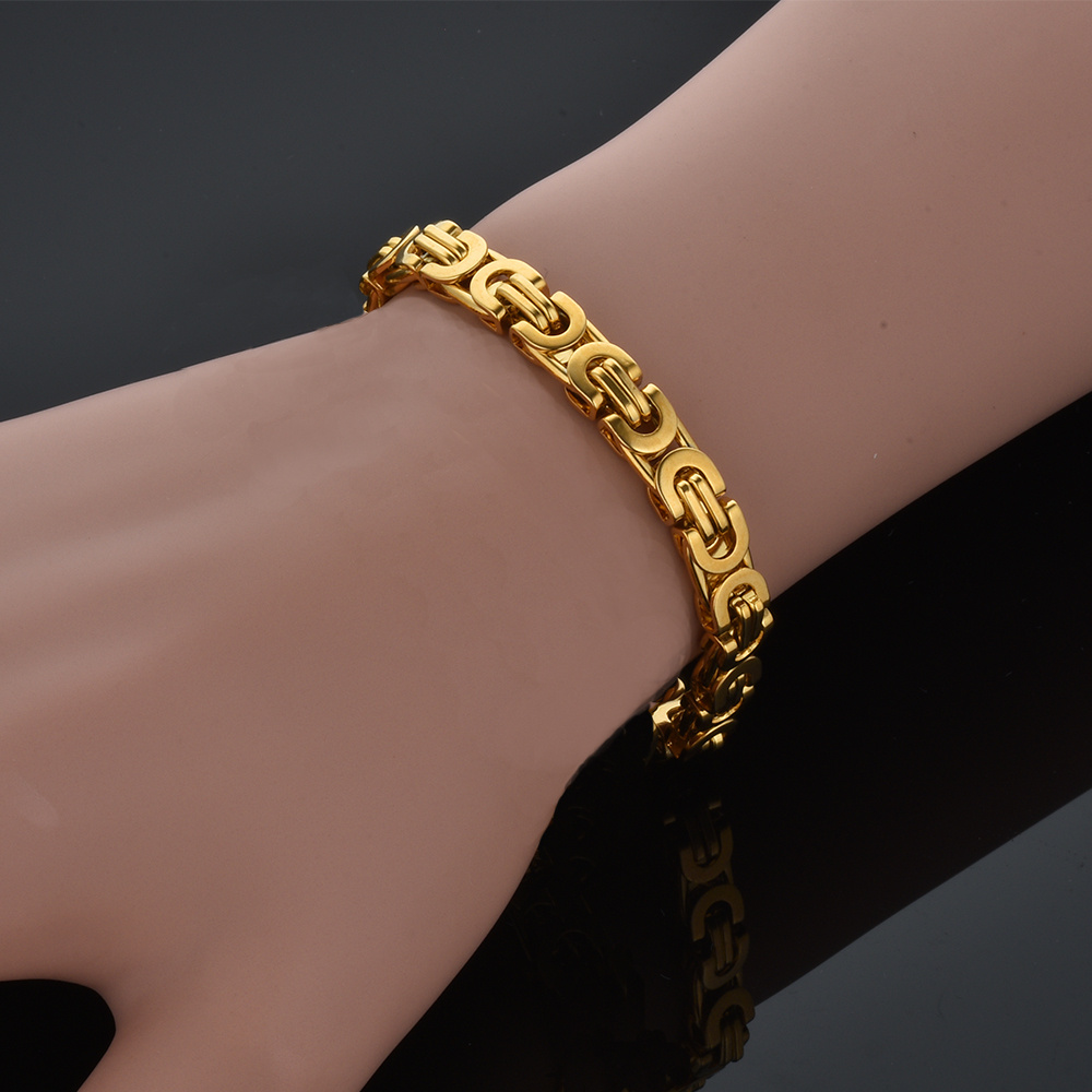 Newest 316L Stainless Steel Bracelet Men Women Wholesale 6mm Gold Silver Color Male Hand Chain Link Bracelet Hip Hop Jewelry