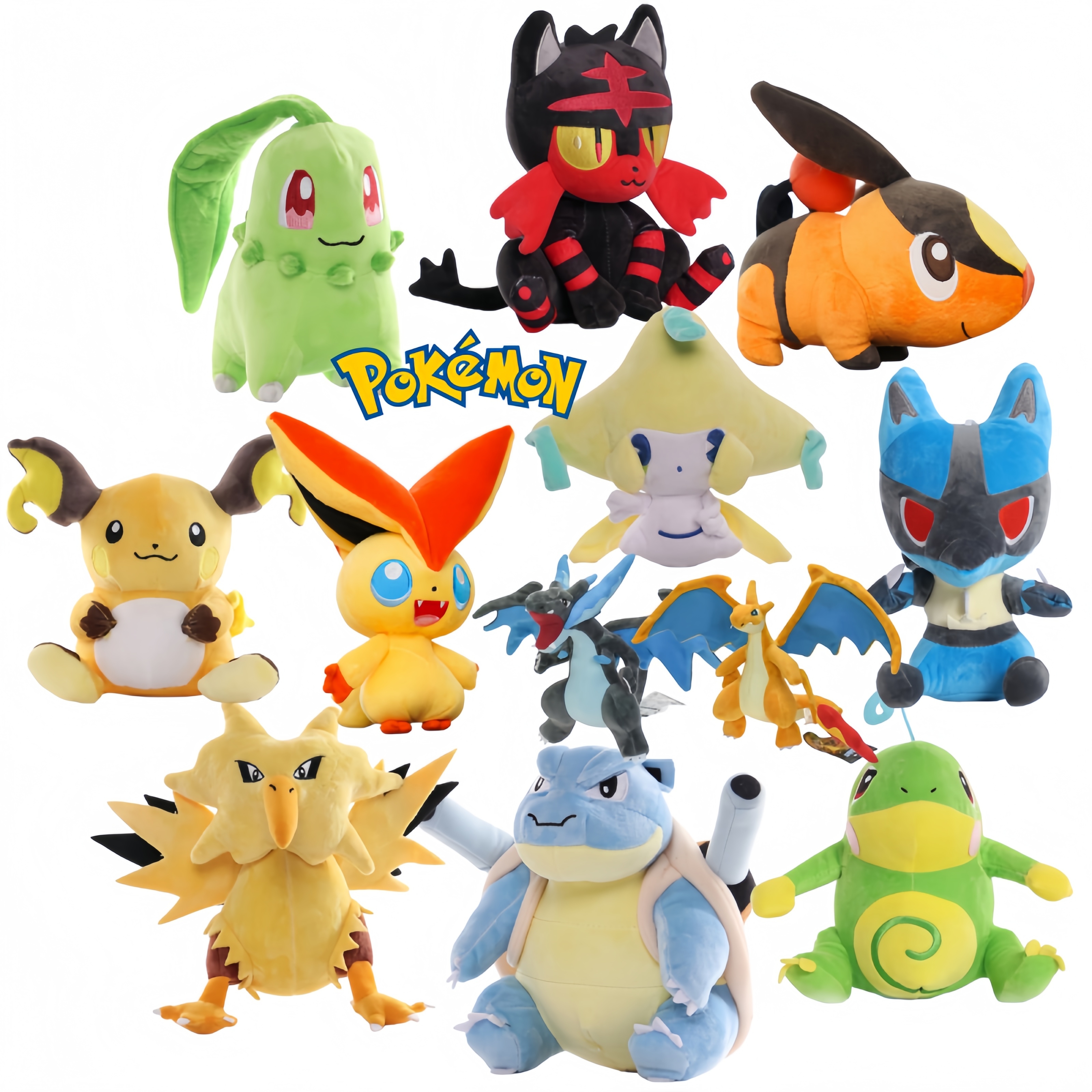 Pokemon Pikachu Plush Toys Victini Tepig Deerling Nivy Raichu Stuffed Charizard Plush Jirachi Blastoise Litten Zapdos Toy Doll