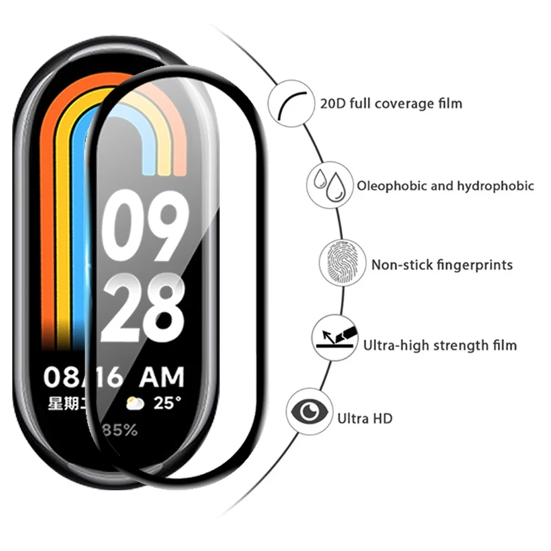 2Pcs PMMA 3D Full Screen Protector for Xiaomi mi band 6 7 8 film strap Mi band Smart Watch Miband Soft xiaomi band 4 Film