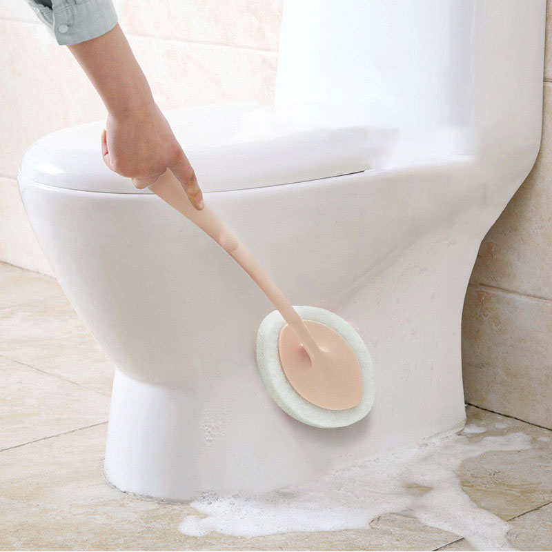 Long Handle Brush Eraser Magic Sponge DIY Cleaning Sponge for Dishwashing Kitchen Toilet Bathroom Wash Cleaning Tool Accessory