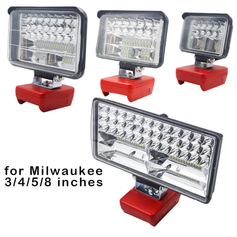 3/4/5/8 Inch Car LED Work Light Flashlights Electric Spotlight For Milwaukee M&18 18V Li-ion Battery High Low Beam