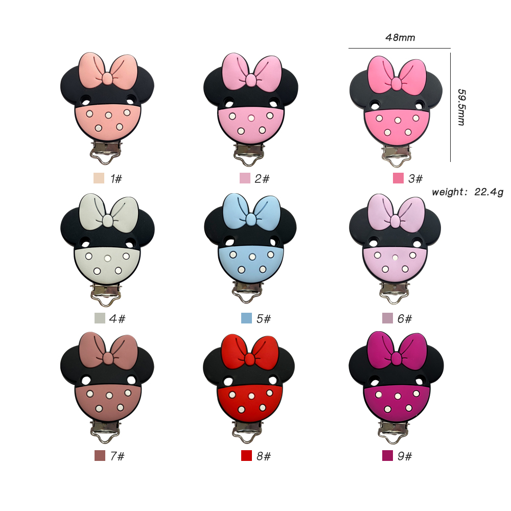 3pcs Silicone Minnie Baby Pacifer Clip Food Grade Teethers For Baby DIY Baby Soother Nursing Pacifier Chain Accessories