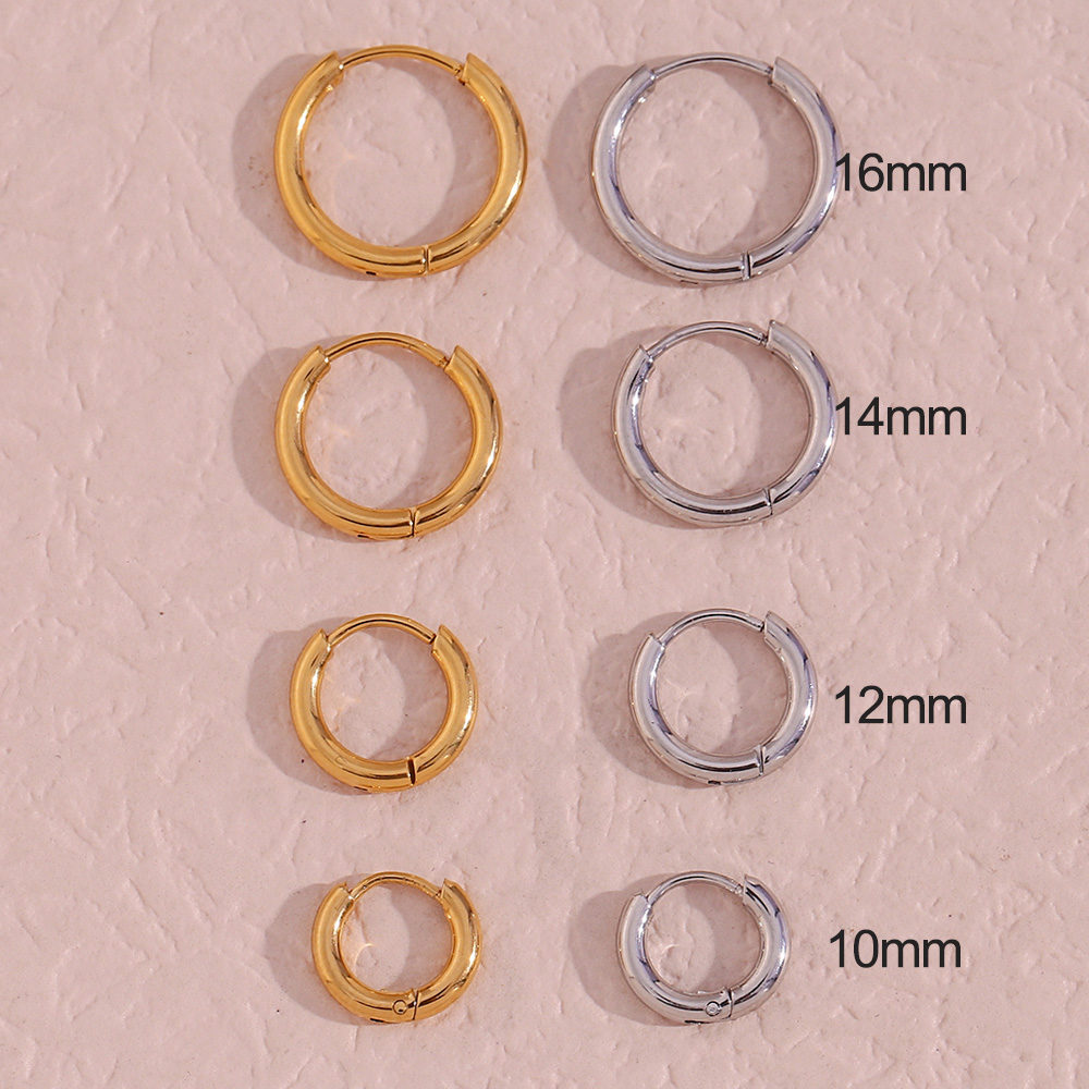 10mm 12mm 14mm 16mm Basics Small Hoop Earring Huggies Earrings For Girl Women Gold Plated Silver Color Stainless Steel Earring