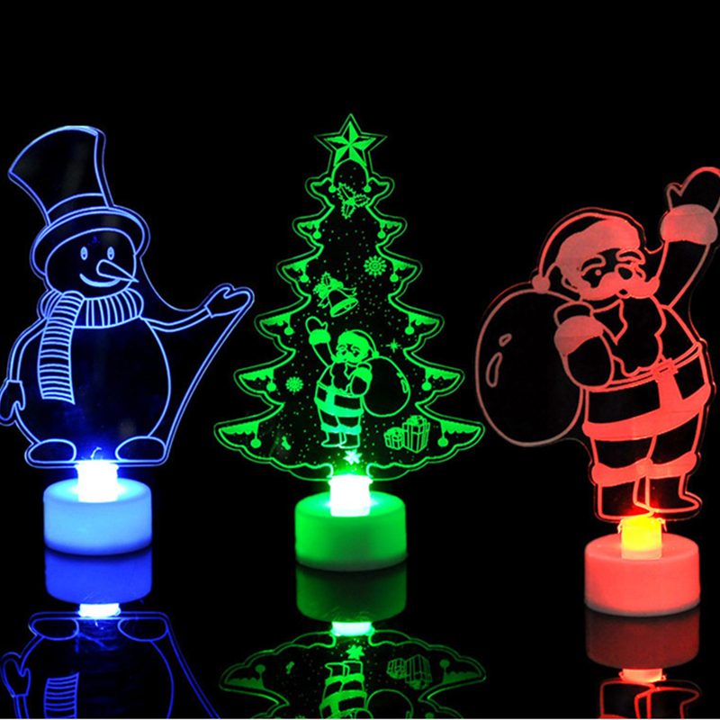 LED Mini Night Lights Colorful Flashing Lights Snowman Lamp Ornament Birthday Party New Year's Decor Festive Lighting