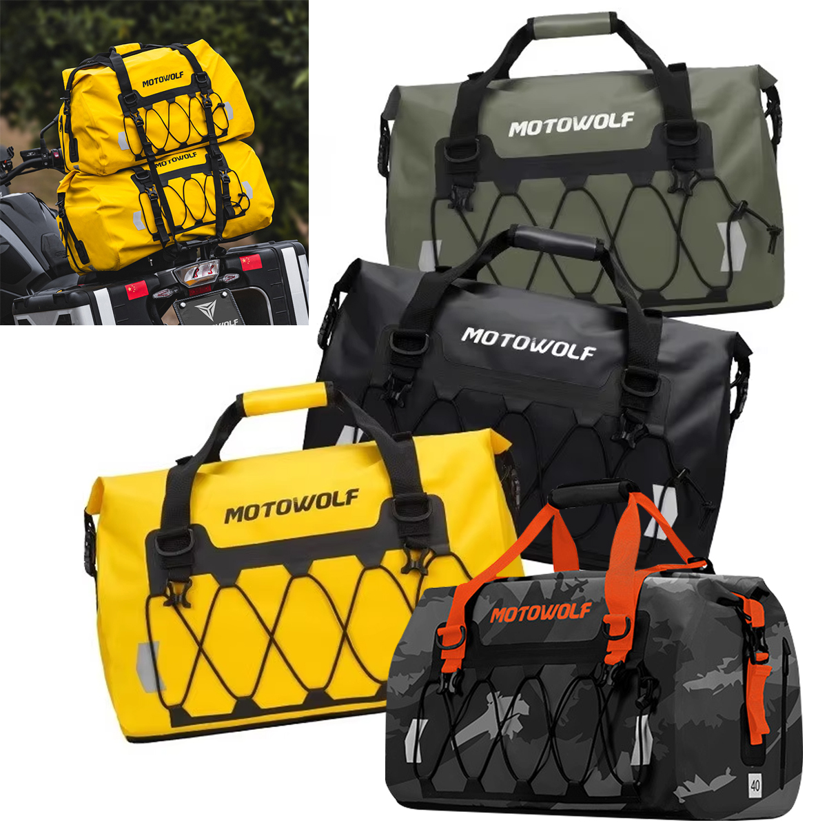 40L 66L/90L Motorcycle Waterproof Tail Bags Helmet Durable Rear Moto Seat Bag High Capacity Riding Motocross Outdoor Bag