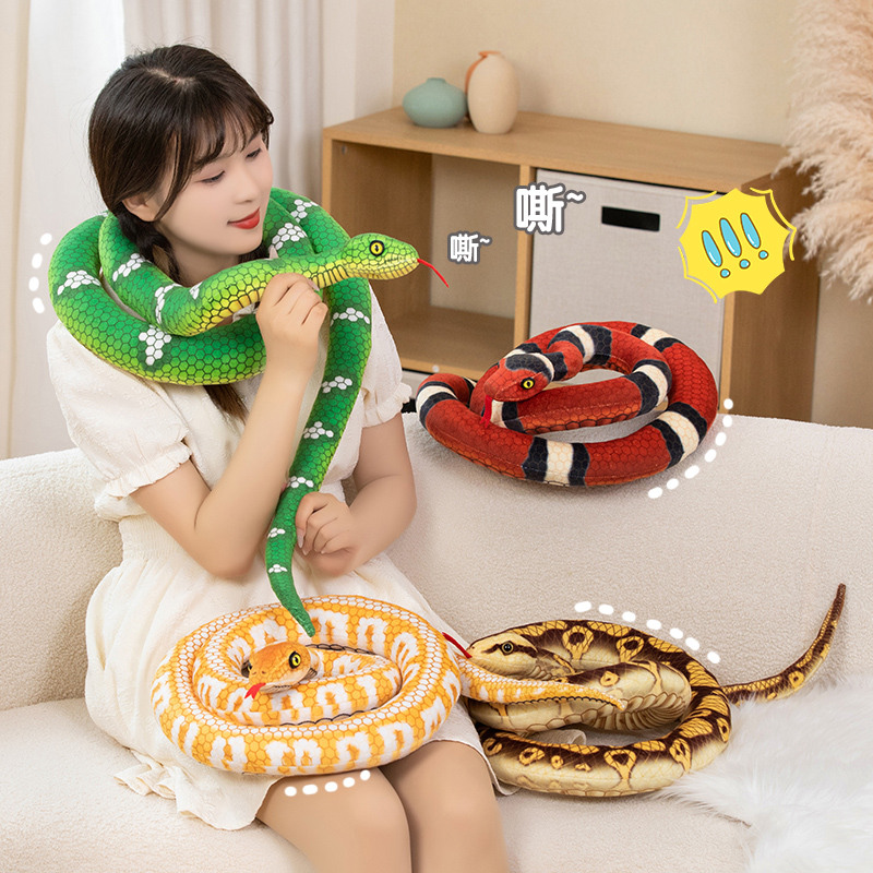 Realistic 190CM Rattlesnake Black Man Snake Bar Stuffed Plush Toys Funny Snake Doll Kids Mischievous Plush Dolls Festival