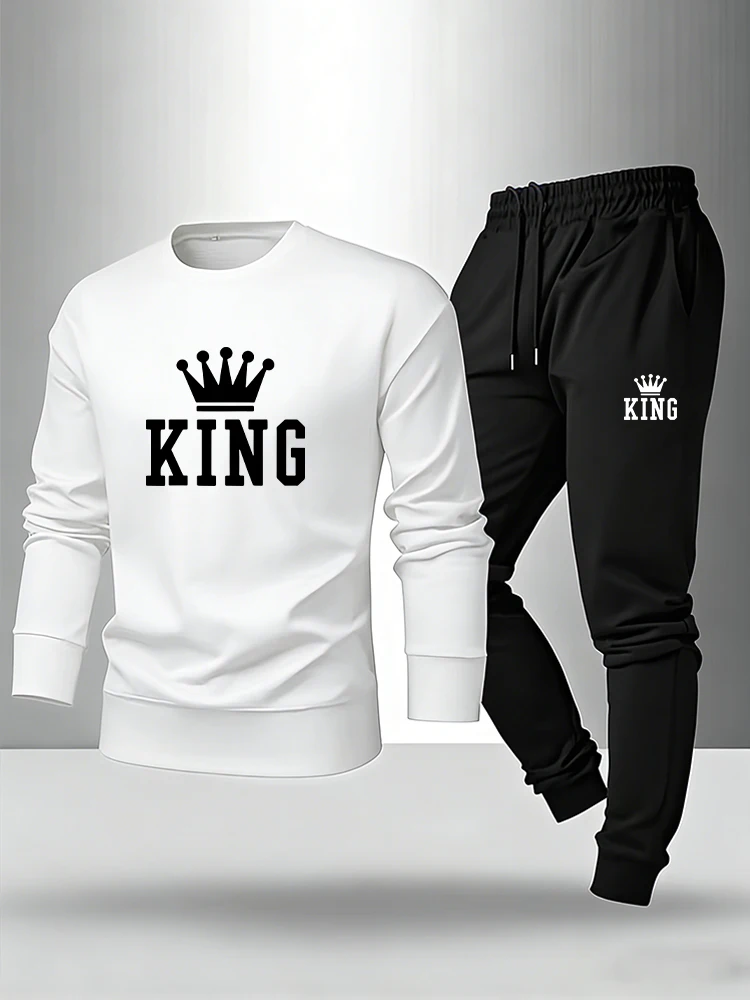 Fashion Mens Tracksuit Casual Hooded Sweatshirt Outfits Outdoors Gym Jogging Man Clothing 2026 Spring Autumn Sports 2 Pcs Sets