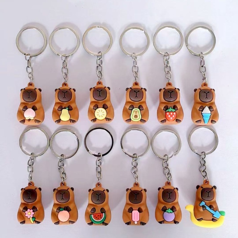 1-20pcs Capybara Keychains Pendant PVC Soft Capybara Keychain Backpack Key Mobile Phone Pendant Keyrings DIY Accessories pen gpt