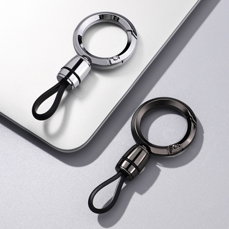 New 1PC Black Metal Car Keychain Pendant Keychain Men's High-end Car Lanyard Simple Women's Keychain Anti Loss Car Supplies