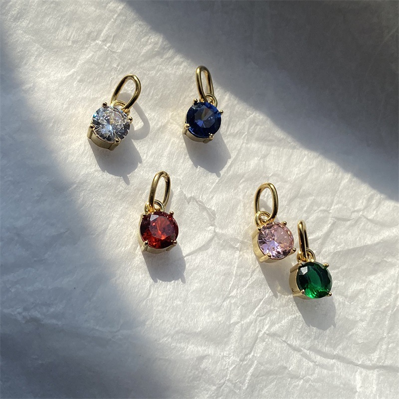 CARLIDANA Minimal Dainty Mini Small Charm Girl Boy 316L Stainless Steel Rhinestone Round Charms Pendants Necklace Jewelry Making pen gpt