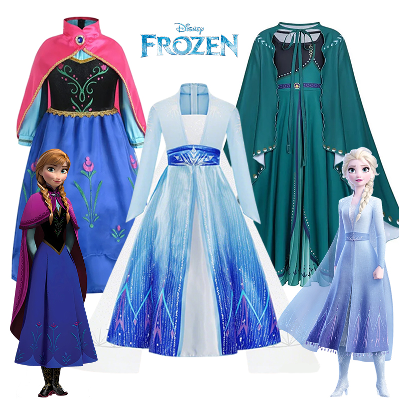 Disney Girls Elsa Anna Inspired Princess Costume Dress Collection With Capes For Halloween And Birthday Party