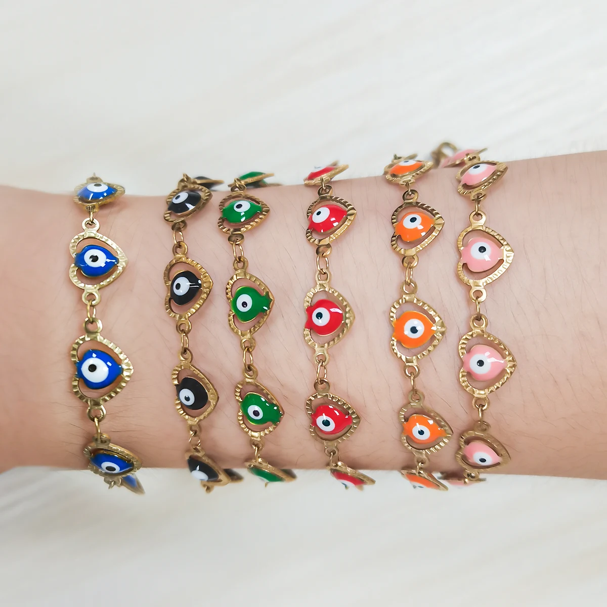 Fashion Stainless Steel Bracelet Loving Evil Eye Enamel Bead Jewelry Men and Women Devil Eye Bracelet Mexico Turkish Boho s