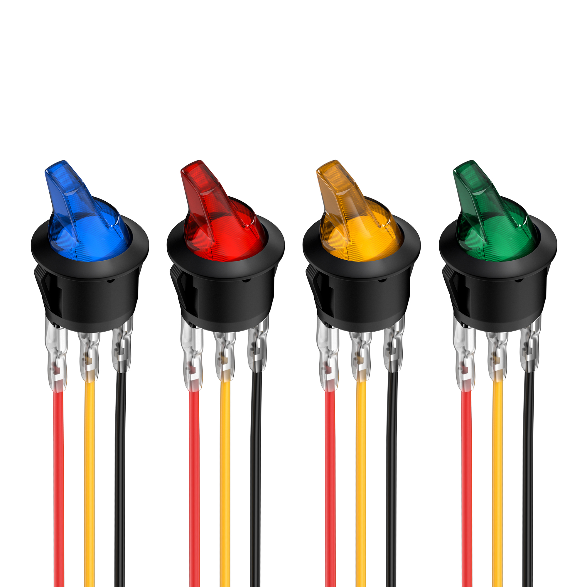 4PCS Lighted Rocker Toggle Switch 12V 20A ON/Off 3 Pin Round LED Illuminated Mini Toggle Switch SPST Switch for Automotive Car