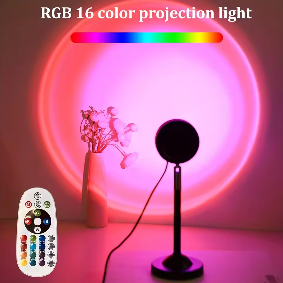 Night Light with Remote Control 16-Color RGB LED Sunset Light Projection Light Color Changing