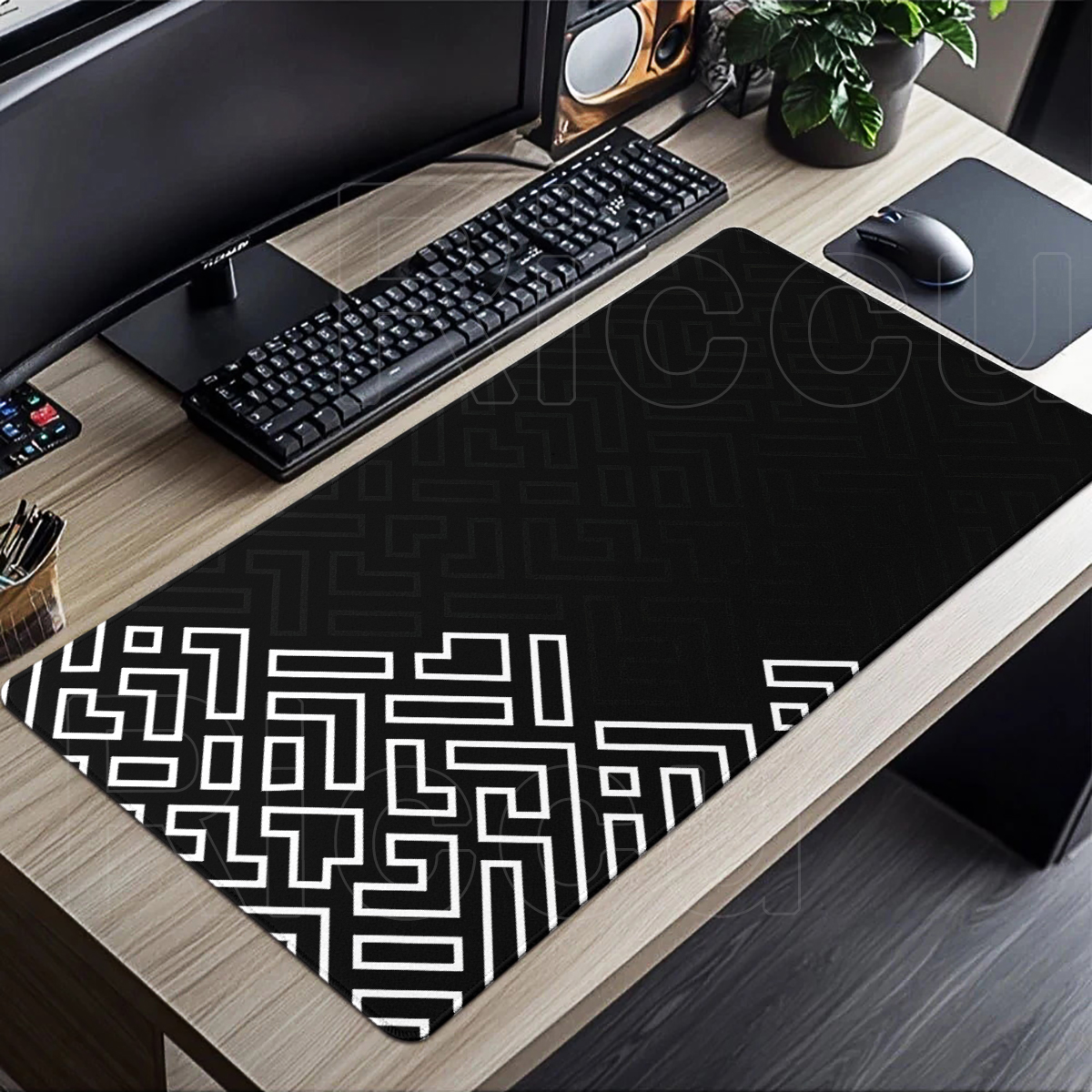 Black And White Geometric Lines Mouse Pad Large Mouse Mat Gaming Mousepad Big Gamer Rubber Keyboard Mats E-Sports Deskpad Carpet