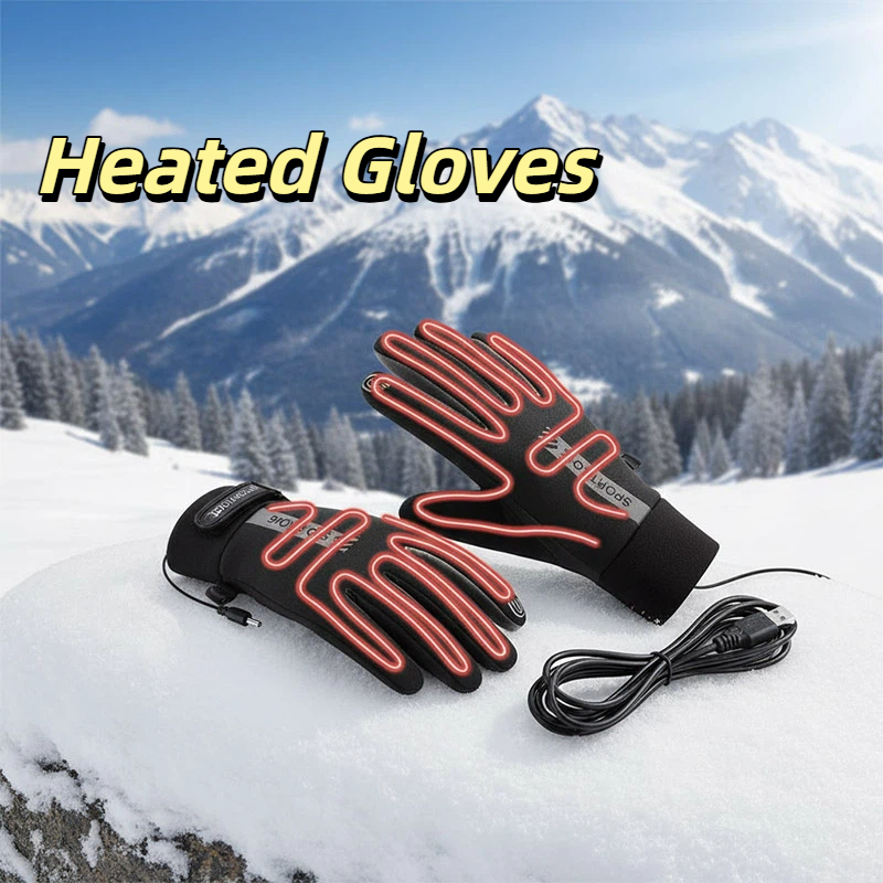 USB Heated Gloves for Fishing & Winter Work Rechargeable Anti-Slip Waterproof Gloves with 3 Heat Settings Long Lasting