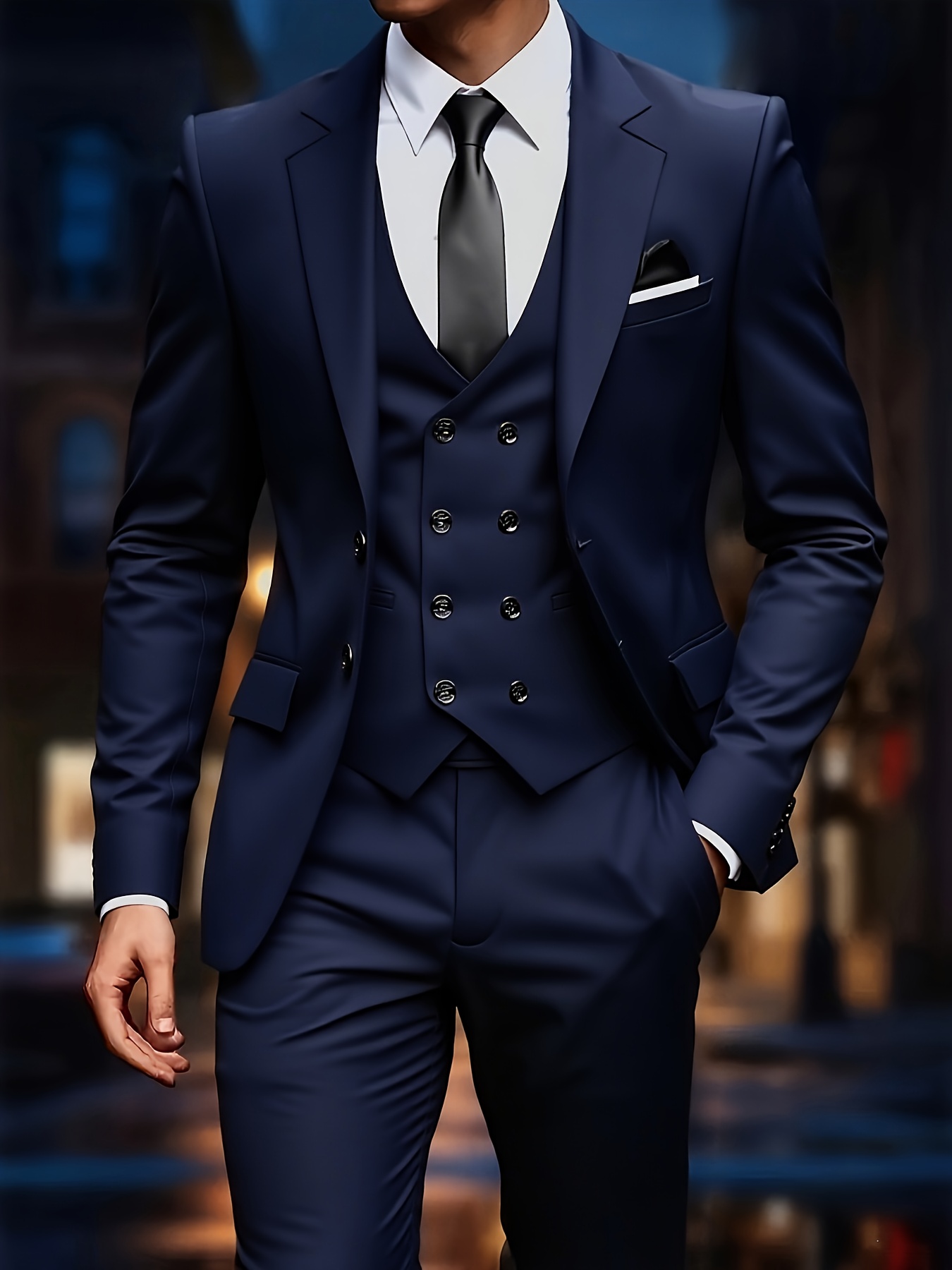 Men's three-piece suit, including jacket, waistcoat and trousers - stylish and high-quality, suitable for weddings, parties and